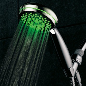 HotelSpa Neon Ultra-Luxury 7-setting LED Hand Shower with Chrome Face and Color-Changing Temperature Sensor