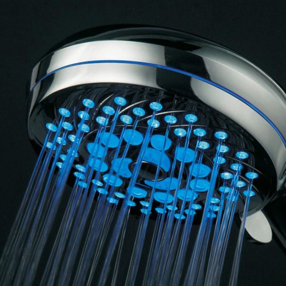 HotelSpa Neon Ultra-Luxury 7-setting LED Hand Shower with Chrome Face and Color-Changing Temperature Sensor