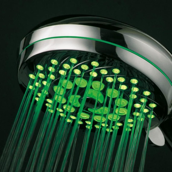 HotelSpa Neon Ultra-Luxury 7-setting LED Hand Shower with Chrome Face and Color-Changing Temperature Sensor
