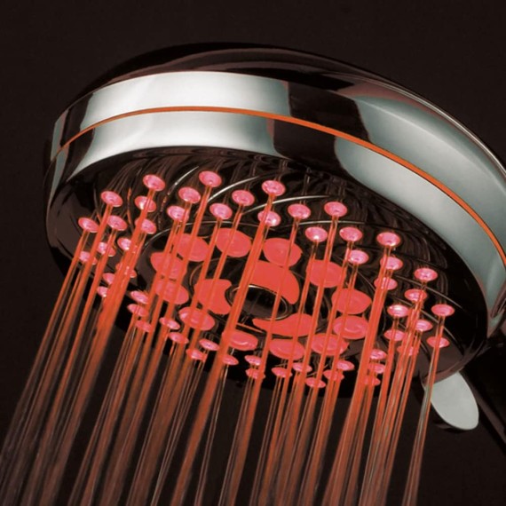 HotelSpa Neon Ultra-Luxury 7-setting LED Hand Shower with Chrome Face and Color-Changing Temperature Sensor