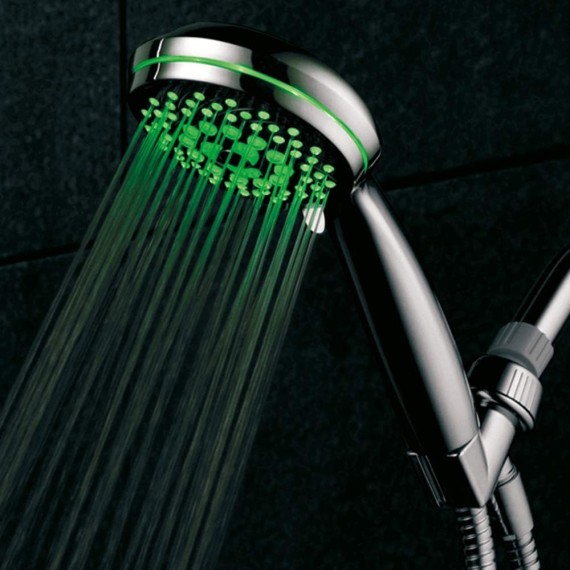 HotelSpa Neon Ultra-Luxury 7-setting LED Hand Shower with Chrome Face and Color-Changing Temperature Sensor