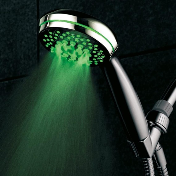 HotelSpa Neon Ultra-Luxury 7-setting LED Hand Shower with Chrome Face and Color-Changing Temperature Sensor