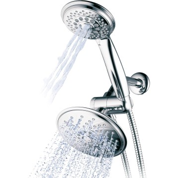 HotelSpa Handheld Shower & 6" Rain Showerhead Combo - High Pressure 30 Function Dual 2 in 1 Shower Head System with Stainless Steel Hose, Patented 3-way Water Diverter, All-Chrome Finish Top USA Brand