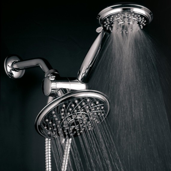 HotelSpa Handheld Shower & 6" Rain Showerhead Combo - High Pressure 30 Function Dual 2 in 1 Shower Head System with Stainless Steel Hose, Patented 3-way Water Diverter, All-Chrome Finish Top USA Brand