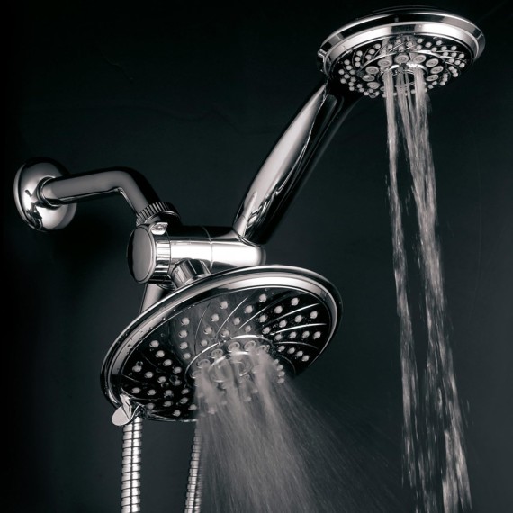 HotelSpa Handheld Shower & 6" Rain Showerhead Combo - High Pressure 30 Function Dual 2 in 1 Shower Head System with Stainless Steel Hose, Patented 3-way Water Diverter, All-Chrome Finish Top USA Brand