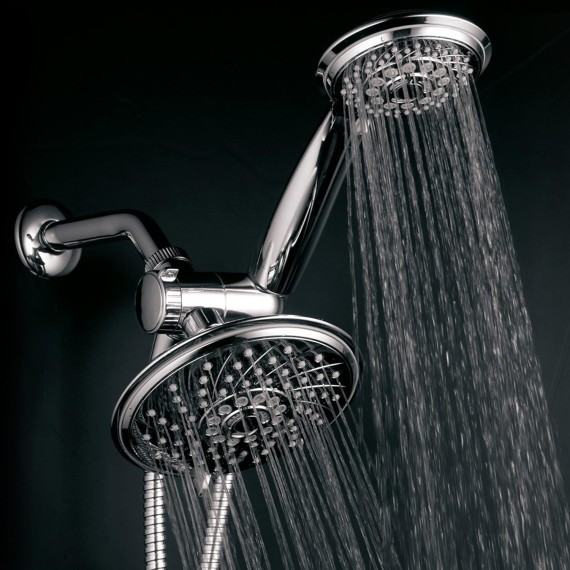 HotelSpa Handheld Shower & 6" Rain Showerhead Combo - High Pressure 30 Function Dual 2 in 1 Shower Head System with Stainless Steel Hose, Patented 3-way Water Diverter, All-Chrome Finish Top USA Brand