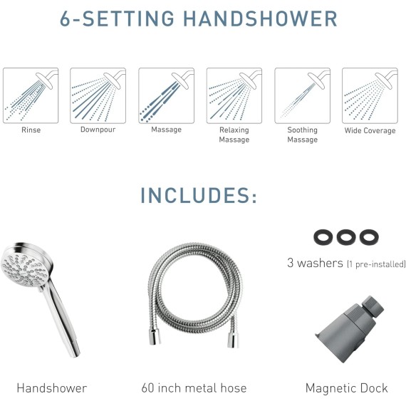26100 Engage Magnetix 3.5-Inch Six-Function Handheld Showerhead with Magnetic Docking System, Chrome