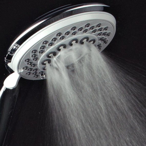 HotelSpa Instant-Mount Drill-Free Height/Angle Adjustable 30-Setting SpiralFlo 3-Way Shower Head/Handheld Showerhead Slide Bar Combo