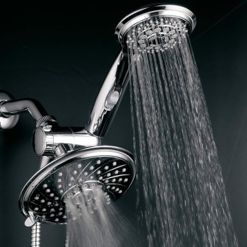 HotelSpa - Shower Heads with Handheld Spray - High Pressure Shower Head - 6 Inch Showerhead, 4 Inch Handheld Shower Head - 2-in-1, 30-Setting Shower Heads, 5-to-7 Foot Shower Hose, Showerspa (Chrome)