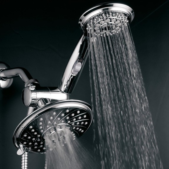 HotelSpa - Shower Heads with Handheld Spray - High Pressure Shower Head - 6 Inch Showerhead, 4 Inch Handheld Shower Head - 2-in-1, 30-Setting Shower Heads, 5-to-7 Foot Shower Hose, Showerspa (Chrome)