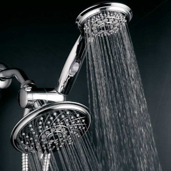 HotelSpa - Shower Heads with Handheld Spray - High Pressure Shower Head - 6 Inch Showerhead, 4 Inch Handheld Shower Head - 2-in-1, 30-Setting Shower Heads, 5-to-7 Foot Shower Hose, Showerspa (Chrome)