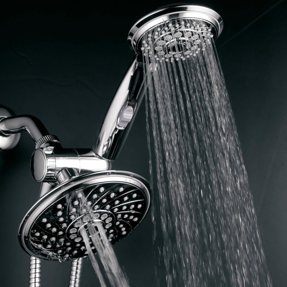 HotelSpa - Shower Heads with Handheld Spray - High Pressure Shower Head - 6 Inch Showerhead, 4 Inch Handheld Shower Head - 2-in-1, 30-Setting Shower Heads, 5-to-7 Foot Shower Hose, Showerspa (Chrome)