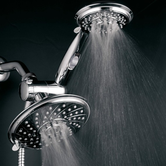 HotelSpa - Shower Heads with Handheld Spray - High Pressure Shower Head - 6 Inch Showerhead, 4 Inch Handheld Shower Head - 2-in-1, 30-Setting Shower Heads, 5-to-7 Foot Shower Hose, Showerspa (Chrome)