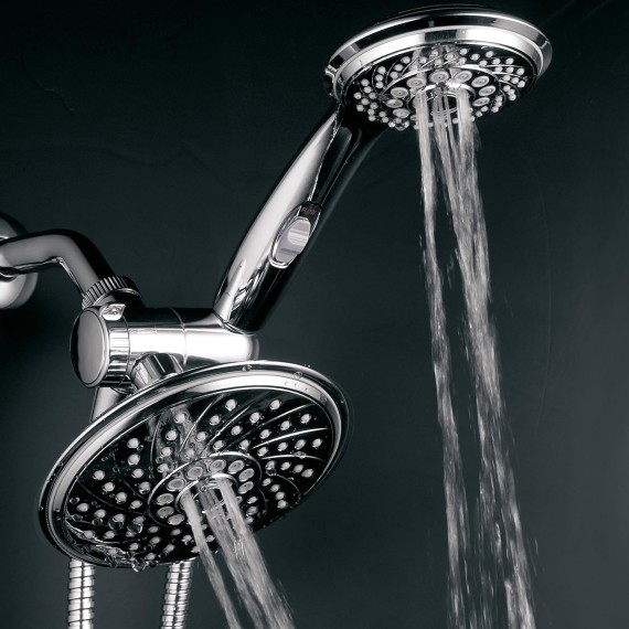HotelSpa - Shower Heads with Handheld Spray - High Pressure Shower Head - 6 Inch Showerhead, 4 Inch Handheld Shower Head - 2-in-1, 30-Setting Shower Heads, 5-to-7 Foot Shower Hose, Showerspa (Chrome)