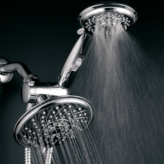 HotelSpa - Shower Heads with Handheld Spray - High Pressure Shower Head - 6 Inch Showerhead, 4 Inch Handheld Shower Head - 2-in-1, 30-Setting Shower Heads, 5-to-7 Foot Shower Hose, Showerspa (Chrome)