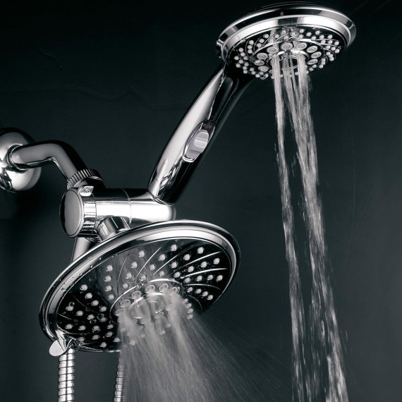 HotelSpa - Shower Heads with Handheld Spray - High Pressure Shower Head - 6 Inch Showerhead, 4 Inch Handheld Shower Head - 2-in-1, 30-Setting Shower Heads, 5-to-7 Foot Shower Hose, Showerspa (Chrome)