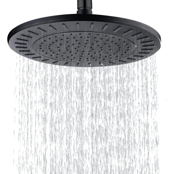 Rain Shower Head, 9 Inch High Pressure Waterfall Showerhead with Adjustable Angle and Anti-clogging Silicone Nozzles, Luxury Bathroom Overhead Shower, Oil-Rubbed Bronze