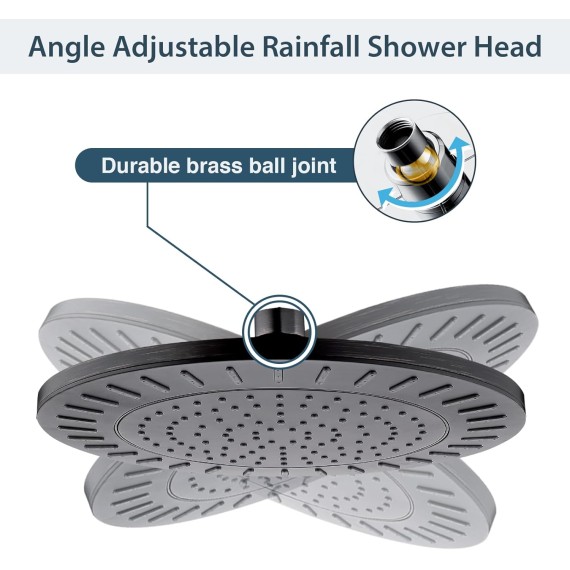 Rain Shower Head, 9 Inch High Pressure Waterfall Showerhead with Adjustable Angle and Anti-clogging Silicone Nozzles, Luxury Bathroom Overhead Shower, Oil-Rubbed Bronze