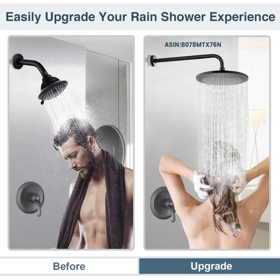 Rain Shower Head, 9 Inch High Pressure Waterfall Showerhead with Adjustable Angle and Anti-clogging Silicone Nozzles, Luxury Bathroom Overhead Shower, Oil-Rubbed Bronze