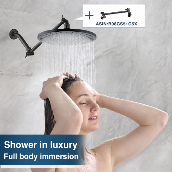 Rain Shower Head, 9 Inch High Pressure Waterfall Showerhead with Adjustable Angle and Anti-clogging Silicone Nozzles, Luxury Bathroom Overhead Shower, Oil-Rubbed Bronze