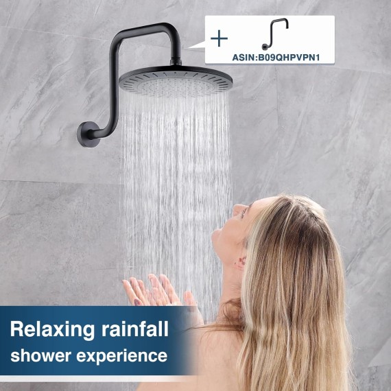 Rain Shower Head, 9 Inch High Pressure Waterfall Showerhead with Adjustable Angle and Anti-clogging Silicone Nozzles, Luxury Bathroom Overhead Shower, Oil-Rubbed Bronze