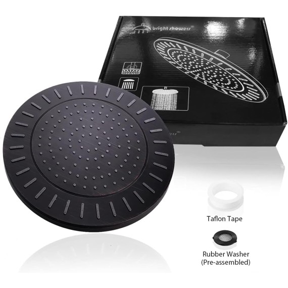 Rain Shower Head, 9 Inch High Pressure Waterfall Showerhead with Adjustable Angle and Anti-clogging Silicone Nozzles, Luxury Bathroom Overhead Shower, Oil-Rubbed Bronze