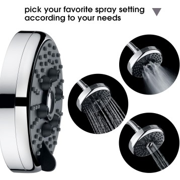 Bright Showers High Pressure Rain Shower Head, Chrome, 3 Spray Settings, 4.6 Inches Rainfall, Adjustable Metal Swivel Ball for Luxury Overhead Shower Experience