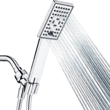 Handheld Shower Head Set High Pressure Hand Held Showerhead with 60 Inch Flexible Shower Hose and Adjustable Shower Arm Mount Bracket, 3 Spray Settings Shower Wand, Chrome