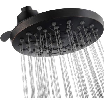 BIRGHT SHOWERS Rain Shower Head 8 Inch Four Spray Settings Fixed Shower Head with Adjustable Brass Ball Joints, Oil-Rubbed Bronze