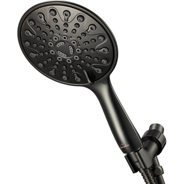Couradric Handheld Shower Head, 6" Oil-Rubbed Bronze Face 6 Spray Setting Shower Head with High Pressure, Brass Swivel Ball Mount and Extra Long Flexible Stainless Steel Hose