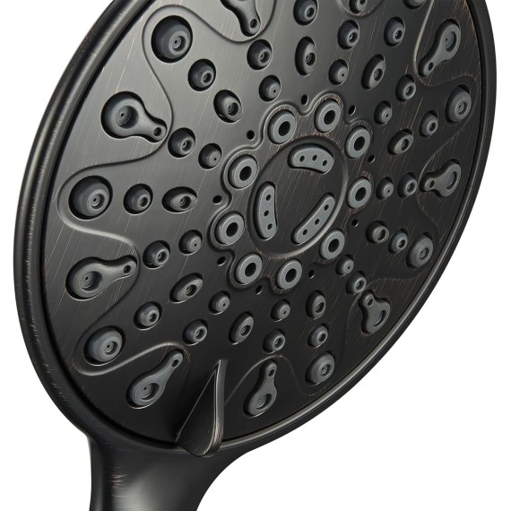 Couradric Handheld Shower Head, 6" Oil-Rubbed Bronze Face 6 Spray Setting Shower Head with High Pressure, Brass Swivel Ball Mount and Extra Long Flexible Stainless Steel Hose