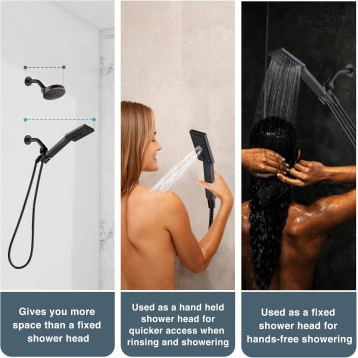 Handheld Shower Head Set High Pressure Hand Held Showerhead with 60 Inch Flexible Shower Hose and Adjustable Shower Arm Mount Bracket, 3 Spray Setting Shower Wand, Oil-Rubbed Bronze