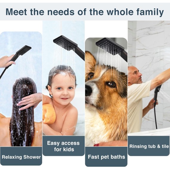 Handheld Shower Head Set High Pressure Hand Held Showerhead with 60 Inch Flexible Shower Hose and Adjustable Shower Arm Mount Bracket, 3 Spray Setting Shower Wand, Oil-Rubbed Bronze