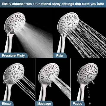 Stainless Steel Slide Bar Grab Rail Set Ada compliant Includes Handheld Shower Head and 69-Inch Hose (Brushed Nickel)