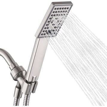 Handheld Shower Head Set High Pressure Hand Held Showerhead with 60 Inch Flexible Shower Hose and Adjustable Shower Arm Mount Bracket, 3 Spray Settings Shower Wand, Brushed Nickel