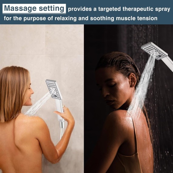 Handheld Shower Head Set High Pressure Hand Held Showerhead with 60 Inch Flexible Shower Hose and Adjustable Shower Arm Mount Bracket, 3 Spray Settings Shower Wand, Brushed Nickel