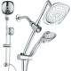 7-Inch Rainfall Combo with Slide Bar, 48-Setting Shower Heads, 5 Foot Stainless Steel Hose, Chrome Finish