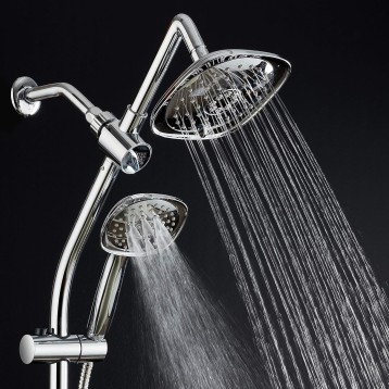 7-Inch Rainfall Combo with Slide Bar, 48-Setting Shower Heads, 5 Foot Stainless Steel Hose, Chrome Finish