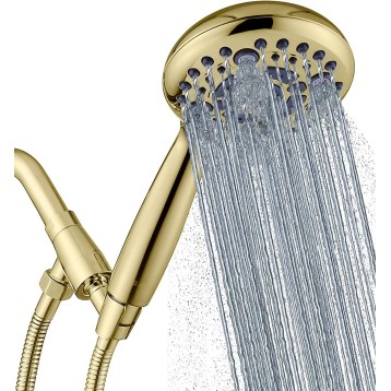 Handheld Shower Head High Pressure 6 Spray Settings, Detachable Hand Held Showerhead 4.9" Face with Extra Long Flexible Hose and Metal Adjustable Bracket