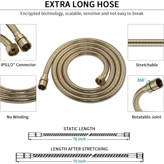 Handheld Shower Head High Pressure 6 Spray Settings, Detachable Hand Held Showerhead 4.9" Face with Extra Long Flexible Hose and Metal Adjustable Bracket