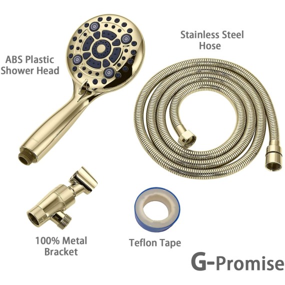 Handheld Shower Head High Pressure 6 Spray Settings, Detachable Hand Held Showerhead 4.9" Face with Extra Long Flexible Hose and Metal Adjustable Bracket