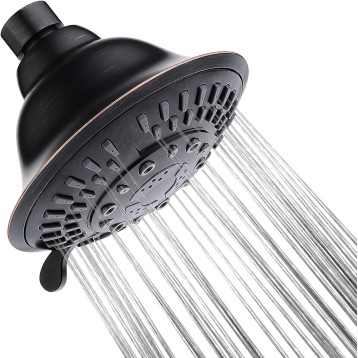 Shower Head High Pressure Rain Showerhead 5 Spray Setting Fixed Shower head Angle Adjustable Bathroom Showerhead, Oil Rubbed Bronze