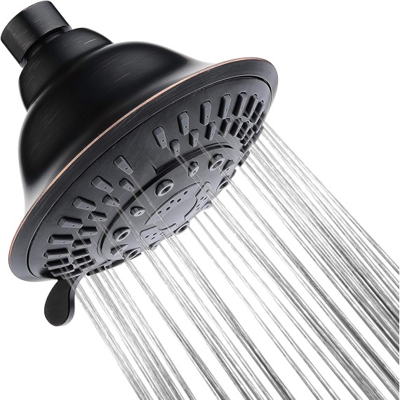 Shower Head High Pressure Rain Showerhead 5 Spray Setting Fixed Shower head Angle Adjustable Bathroom Showerhead, Oil Rubbed Bronze