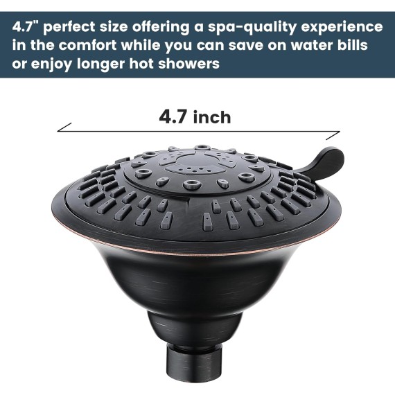 Shower Head High Pressure Rain Showerhead 5 Spray Setting Fixed Shower head Angle Adjustable Bathroom Showerhead, Oil Rubbed Bronze
