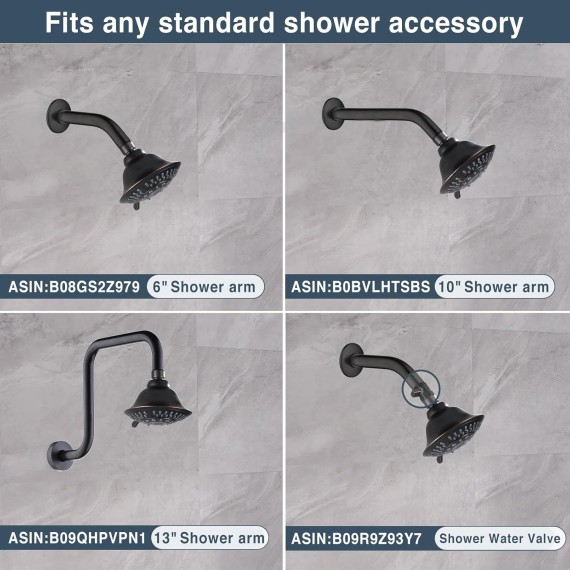Shower Head High Pressure Rain Showerhead 5 Spray Setting Fixed Shower head Angle Adjustable Bathroom Showerhead, Oil Rubbed Bronze