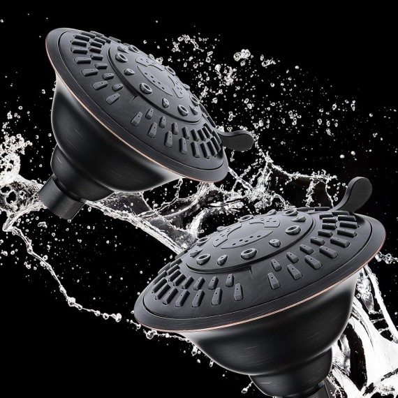 Shower Head High Pressure Rain Showerhead 5 Spray Setting Fixed Shower head Angle Adjustable Bathroom Showerhead, Oil Rubbed Bronze