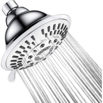 Shower Head High Pressure Rain Showerhead 5 Spray Setting Fixed Shower Head Angle Adjustable Bathroom Showerhead, Chrome