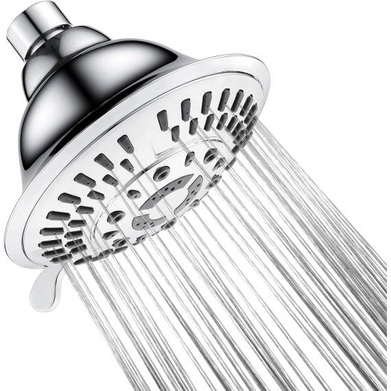 Shower Head High Pressure Rain Showerhead 5 Spray Setting Fixed Shower Head Angle Adjustable Bathroom Showerhead, Chrome