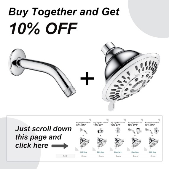 Shower Head High Pressure Rain Showerhead 5 Spray Setting Fixed Shower Head Angle Adjustable Bathroom Showerhead, Chrome