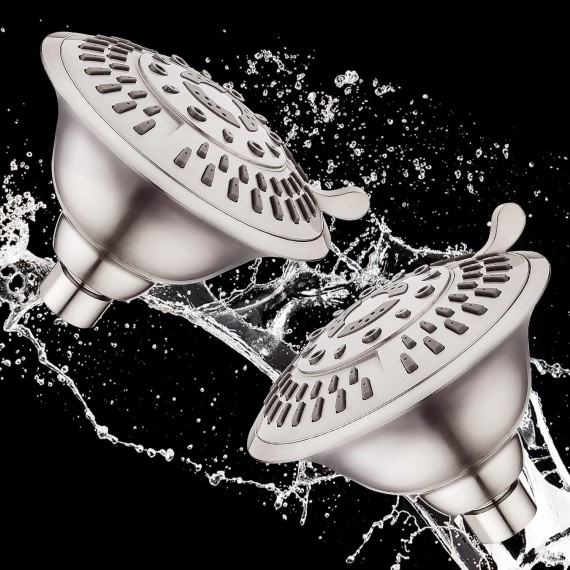 Shower Head High Pressure Rain Showerhead 5 Spray Setting Fixed Shower Head Angle Adjustable Bathroom Showerhead, Brushed Nickel